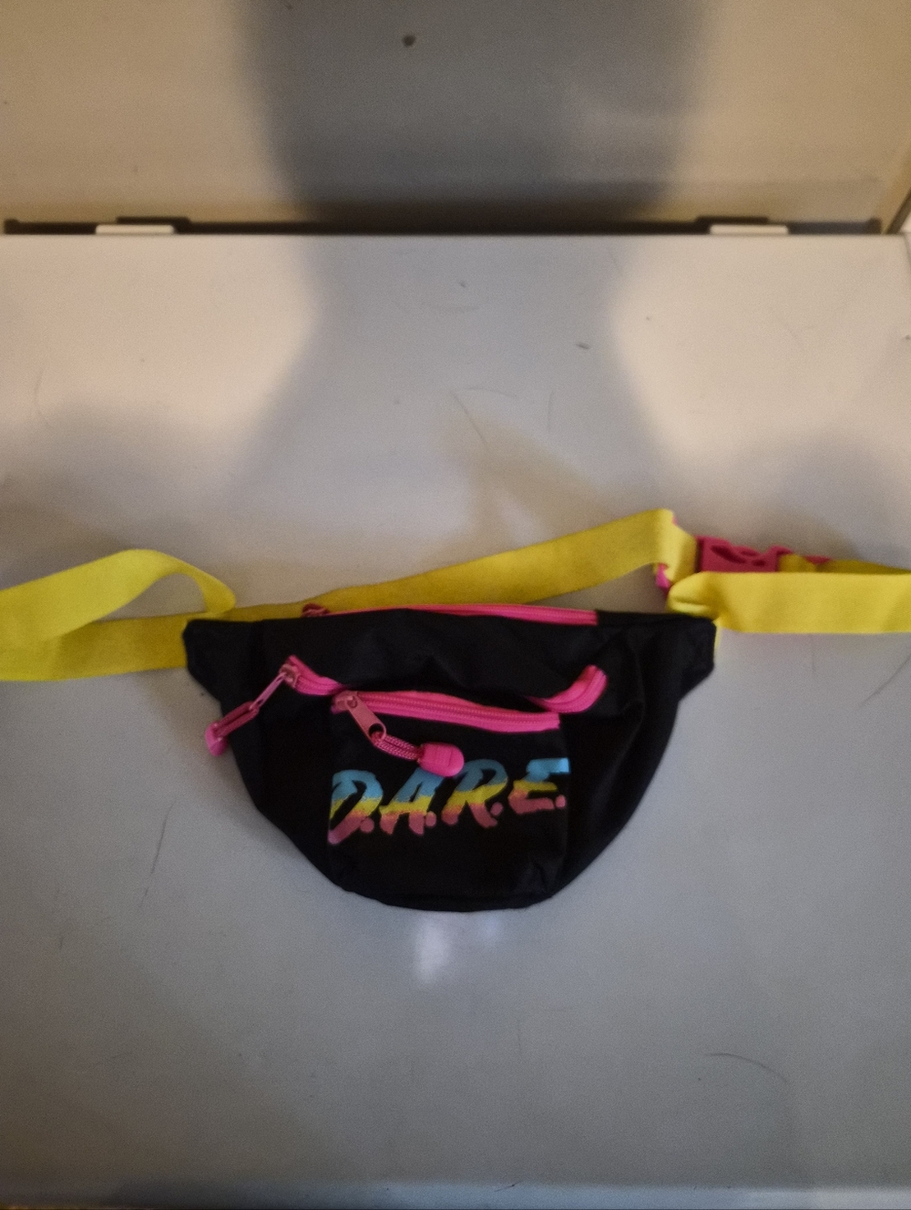 Tipsy Elves Black Neon DARE Fanny Pack with Yellow Strap